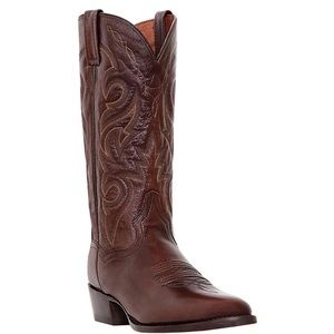 Dan Post Leather Mid-Calf Western Boots
Brown semi Pointed Toes/Embroidered